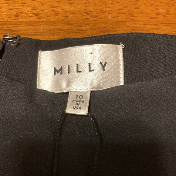 Milly Womens Size 10 Italian Cady Selena Slit Dress Black Midi Bell Sleeve NWT - Picture 9 of 16